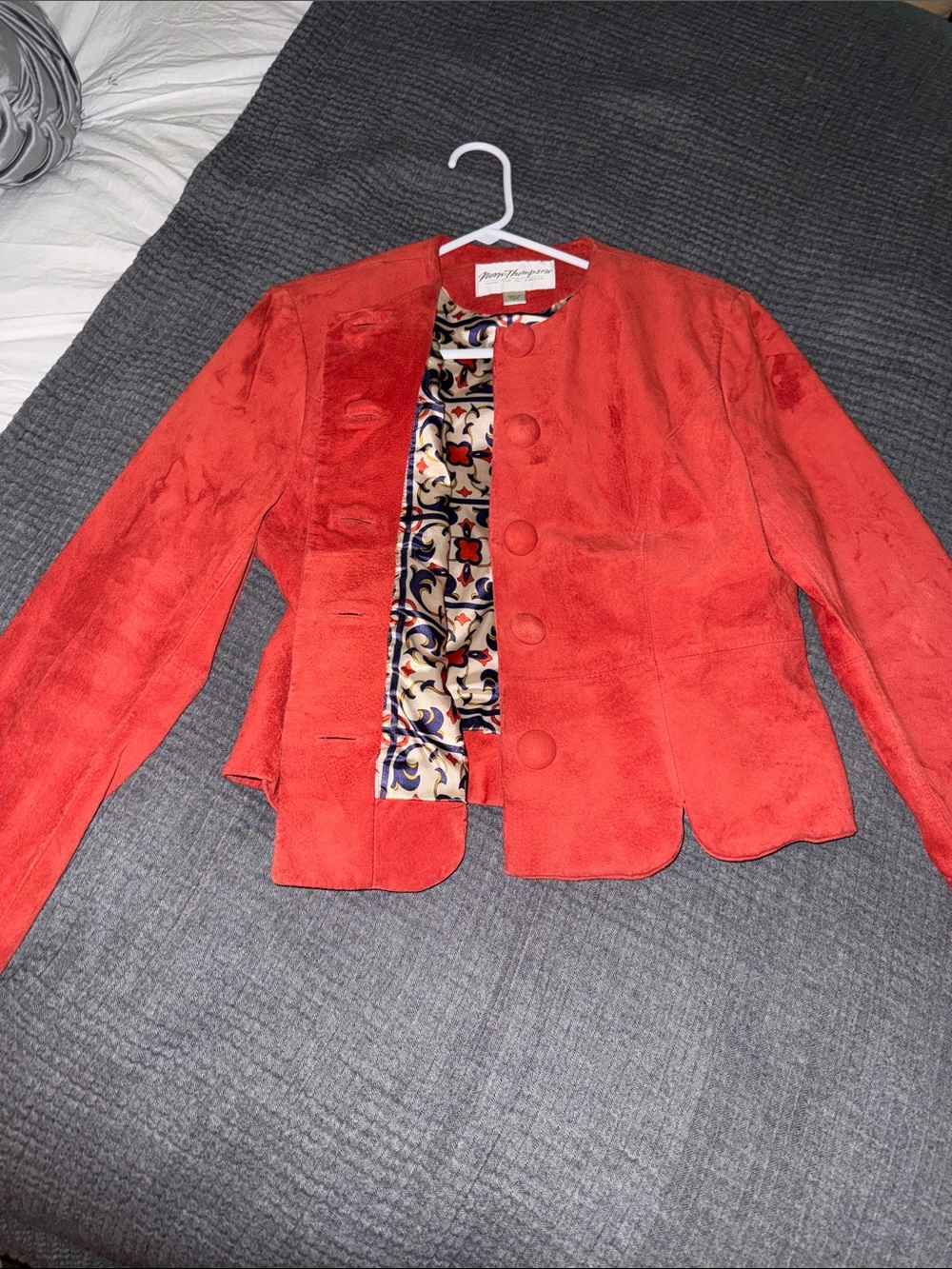 Norm Thompson Red Suede Button-Front Jacket